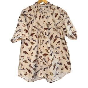 Vintage Columbia Fishing Lures Button Up Shirt Men's XL Outdoor Hiking Camping